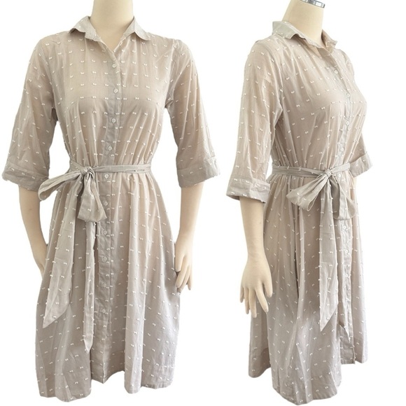 LISA MARIE FERNANDEZ Linen-blend Textures Gauze button down Midi cover-up Dress - Picture 12 of 16